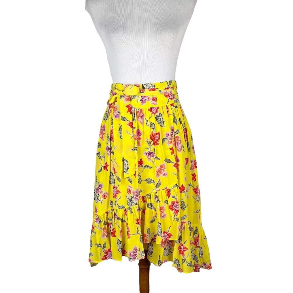 Joie Floral Print Midi Hi Lo Ruffle Skirt Womens XS / 2 - Picture 11 of 12